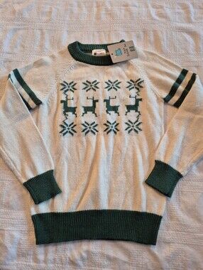 Lily & Dan boys size Small or 6/7 holiday sweater cream & green NWT
